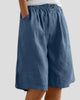Elasticated Wide-Leg Pleated Knee-Length Shorts