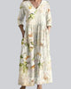 Floral V-Neck Three-Quarter Sleeve Maxi Dress