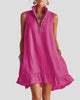 Sleeveless Zip-Neck Ruffle Hem Mini Dress with Pockets