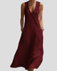 Sleeveless Asymmetric Button-Front Maxi Sundress