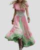 V-Neck Floral Print Tiered Maxi Dress