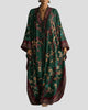 Floral Blossom Print V-Neck Kimono Sleeve Maxi Dress
