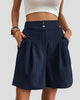 High-Waisted Pleated Wide-Leg Shorts