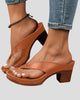 Thong Block Heel Sandals with Platform Front