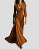 Notch Lapel Button-Front Velvet Maxi Dress