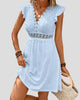 Ruffle-Sleeve Lace-Trim V-Neck Mini Dress