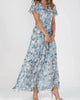 Floral V-Neck Flutter-Sleeve Maxi Dress