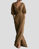 Elegant V-Neck Wrap Maxi Dress with Split