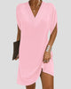 V-Neck Split-Sleeve Relaxed Mini Dress