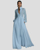 Pintuck Stand-Collar Long-Sleeve Maxi Dress