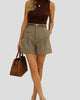 High-Waisted Pleated Tailored Short