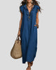 Ruffle V-Neck Maxi Sundress with Pockets