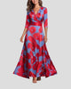 Wrap V-Neck Half-Sleeve Belted Maxi Dress