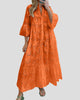 Eyelet V-Neck Maxi Dress with Flared Sleeves