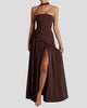 Strapless Maxi Dress with Scarf Detail and Thigh-High Split