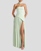 Strapless Maxi Dress with Scarf Detail and Thigh-High Split