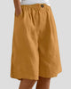 Elasticated Wide-Leg Pleated Knee-Length Shorts