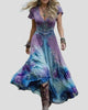 V-Neck Floral Print Tiered Maxi Dress