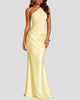 One-Shoulder Ruched Maxi Dress with Draped Waist