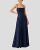 Ruched Cowl-Neck Spaghetti Strap Maxi Dress
