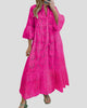 Eyelet V-Neck Maxi Dress with Flared Sleeves