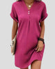 Button-Front V-Neck Ribbed Mini Dress
