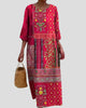 Round-Neck Three-Quarter Sleeve Maxi Dress