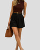 High-Waisted Pleated Tailored Short