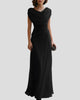 Draped Cowl-Neck Ruched Maxi Dress