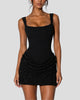 Square-Neck Corset Sequin Mini Dress
