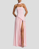 Strapless Maxi Dress with Scarf Detail and Thigh-High Split