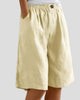Elasticated Wide-Leg Pleated Knee-Length Shorts