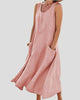 Sleeveless Scoop-Neck Maxi Sundress with Pockets