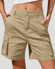 High-Waisted Cargo Shorts with Pockets