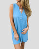 Sleeveless Button-Front V-Neck Mini Dress