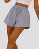High-Waisted Textured Drawstring Shorts