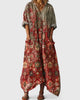 Boho Print V-Neck Half-Sleeve Maxi Dress