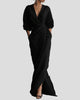 Elegant V-Neck Wrap Maxi Dress with Split