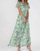 Floral V-Neck Flutter-Sleeve Maxi Dress