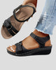 Low Wedge Sandals with Adjustable Hook-and-Loop Straps