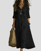 Floral Embroidered V-Neck Maxi Dress with Ruffle Neckline