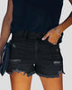 Frayed Hem Ripped Denim Shorts