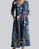Floral V-Neck Three-Quarter Sleeve Maxi Dress