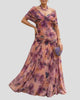 Elegant Off-Shoulder Twist-Front Ruched Maxi Dress