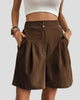 High-Waisted Pleated Wide-Leg Shorts