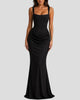 Elegant Square-Neck Draped Corset Maxi Dress