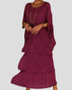Round-Neck Batwing-Sleeve Tiered Maxi Dress