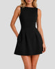 Sleeveless Boat Neck Fit-and-Flare Mini Dress