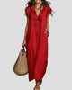 Ruffle V-Neck Maxi Sundress with Pockets