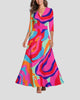 Wrap V-Neck Half-Sleeve Belted Maxi Dress